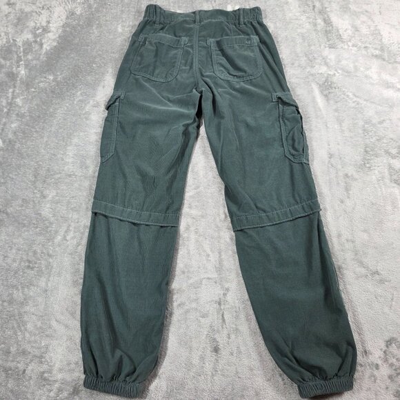 American Eagle Pants Womens 00 Green Corduroy Cargo Baggy Jogger Preppy - Picture 3 of 8